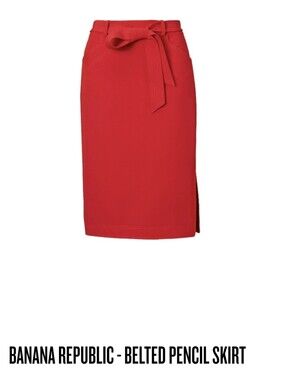 BR Red High Waist Pencil Skirt